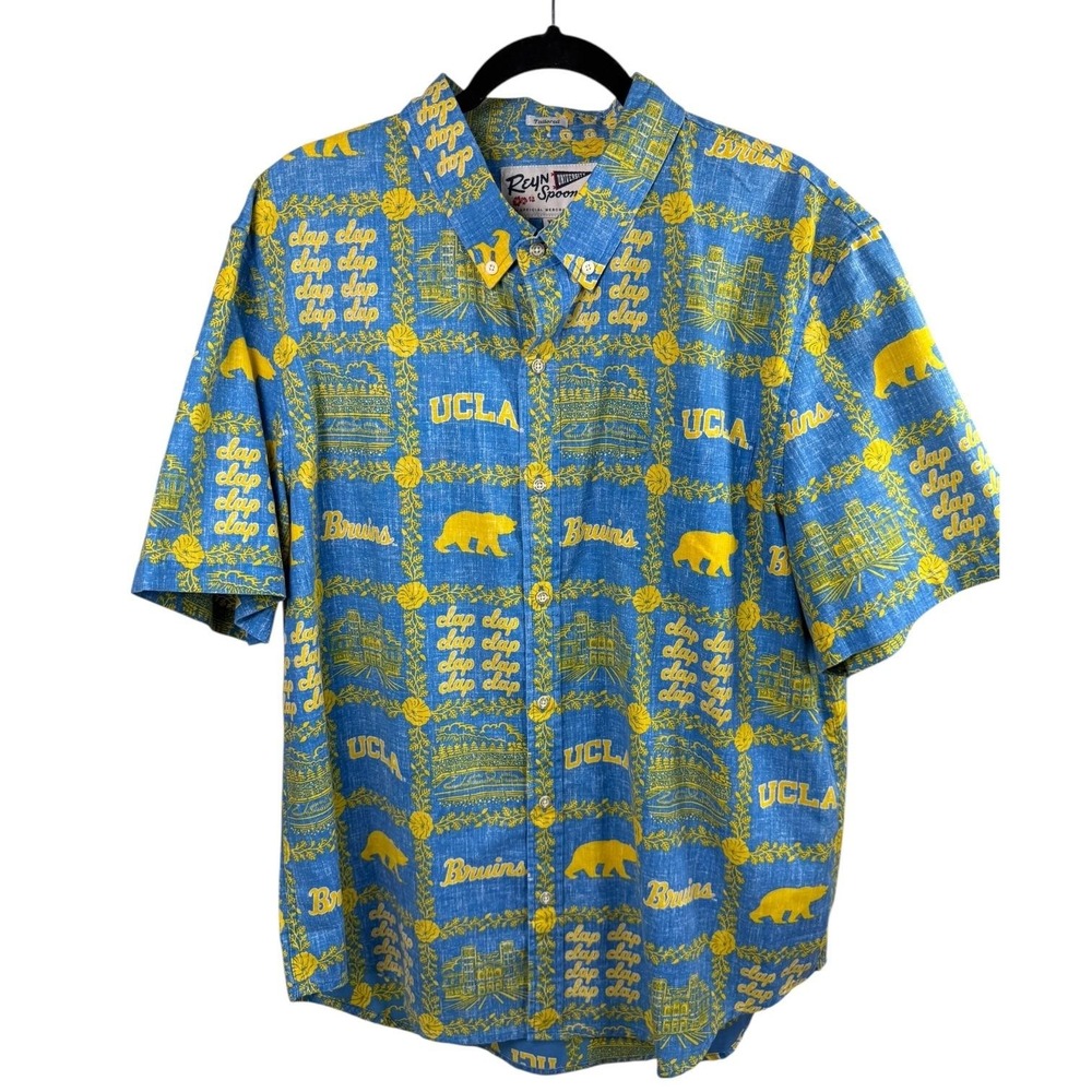 UCLA Bruins‎ Shirt Mens XL Aloha Hawaiian Button Front NCAA College Reyn Spooner